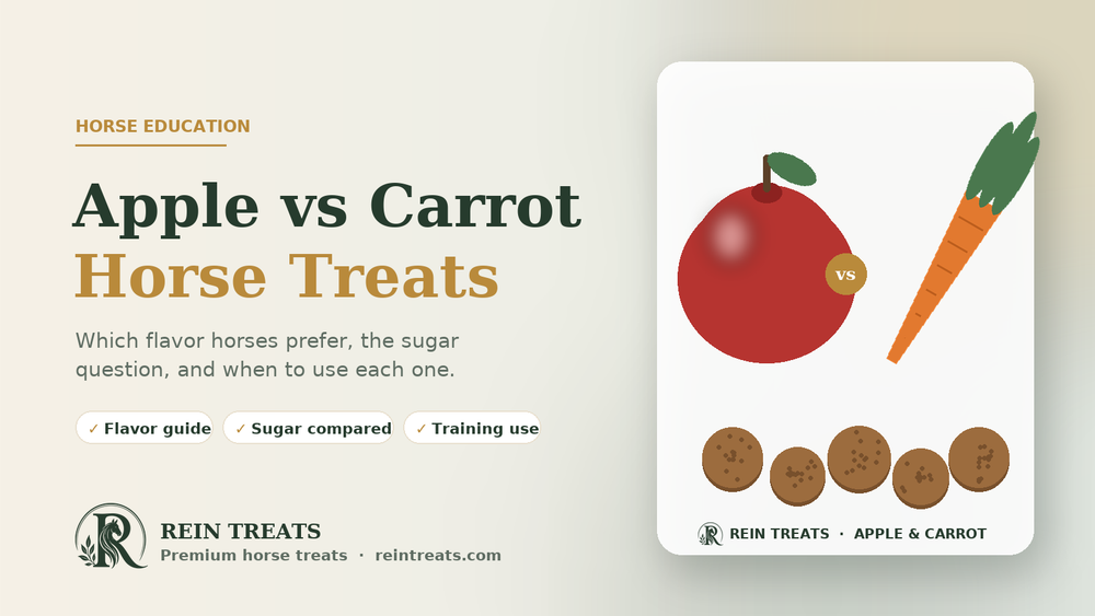 Apple vs carrot horse treats – flavor, sugar and training-use comparison from Rein Treats